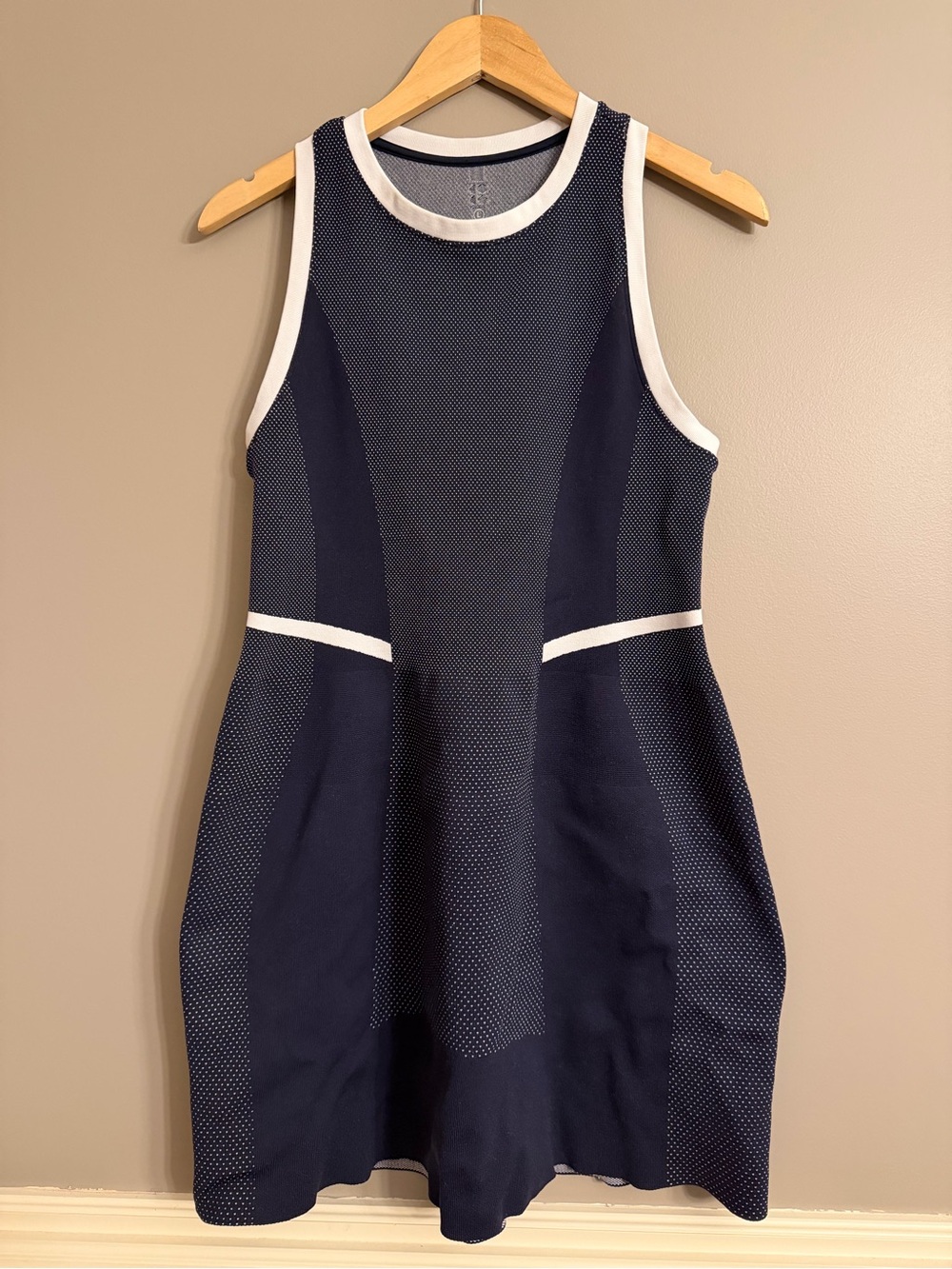 Sweaty Betty London Seamless Knit Racerback Tennis Dress Navy White Large